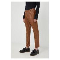 Vlněné kalhoty Drykorn pánské, hnědá barva, přiléhavé