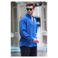 Madmext Men's Blue Long Sleeve Oversize Shirt 6735