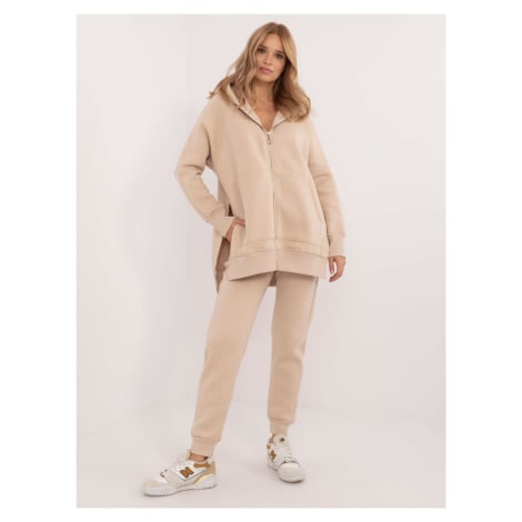 Béžová dámská hřejivá tepláková souprava s kapucí -beige BASIC