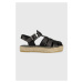 Kožené sandály Karl Lagerfeld KAMINI STACK dámské, černá barva, na platformě, KL80295