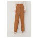 Plátěné kalhoty Patrizia Pepe dámské, hnědá barva, široké, high waist