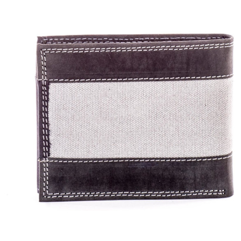 Černá kožená peněženka pro muže s látkovým modulem Fashionhunters