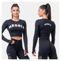 NEBBIA - Sportovní crop top s dlouhým rukávem 585 (black) - NEBBIA