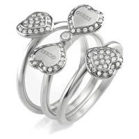 Guess Trojitý ocelový prsten pro štěstí Fine Heart JUBR01428JWRH 52 mm