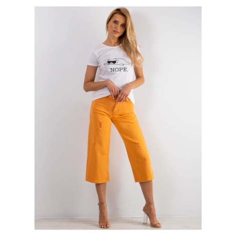 Dámské oranžové krátké džíny -orange Denim vzor BASIC