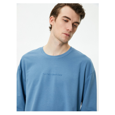 Koton Oversize Sweatshirt Crew Neck Motto Printed