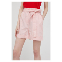 Šortky s příměsí lnu Pepe Jeans Muriel růžová barva, high waist
