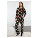 Trendyol Black 100% Cotton Avocado and Heart Knitted Pajama Set