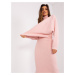 Světle růžová žebrovaná pletená sukně