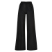 Ladies High Linen Mixed Wide Leg Pants - black