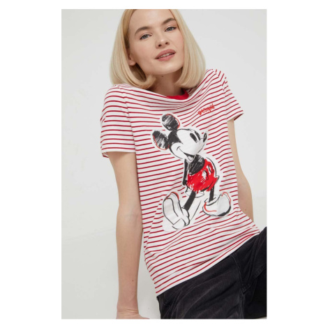Tričko Desigual x Disney MICKEY PATCH červená barva, 24SWTK77