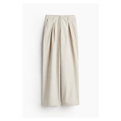 H & M - Široké kalhoty z lněné směsi - béžová H&M