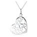 Stříbrný náhrdelník 925, přívěsek ve tvaru srdce s výřezy ve tvaru srdcí a kruhů