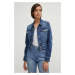 Džínová bunda Pepe Jeans CROPPED JACKET dámská, tmavomodrá barva, přechodná, PL402431HV3