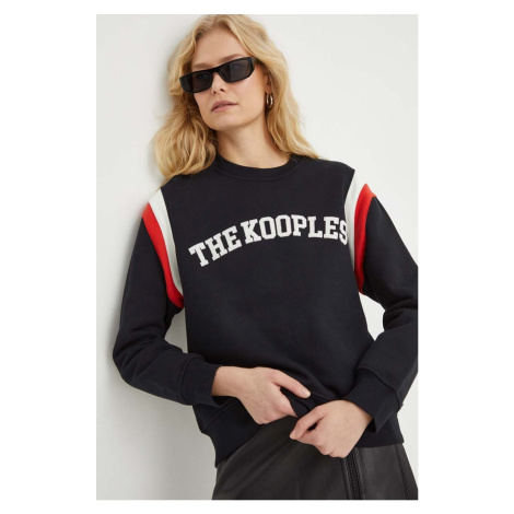 Bavlněná mikina The Kooples dámská, černá barva, s aplikací