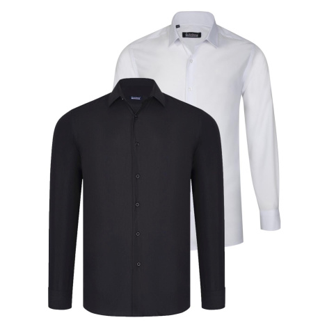 DUAL SET G726 DEWBERRY MEN'S SHIRTS-WHITE-BLACK