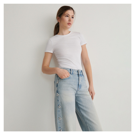 Reserved - Džíny s ozdobným prvkem - Modrá