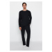 Trendyol Black Regular Fit Knitted Pajamas Set