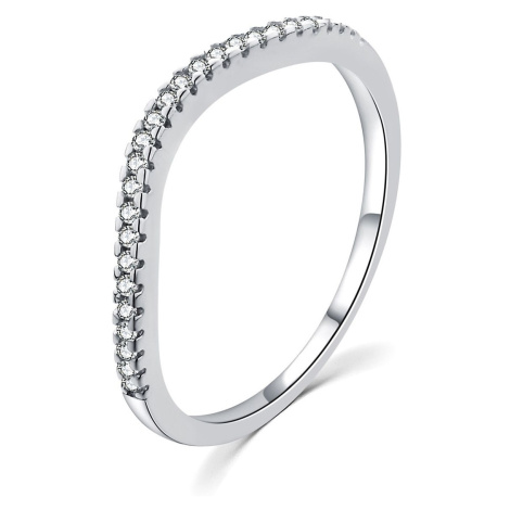 MOISS Minimalistický stříbrný prsten se zirkony R00023