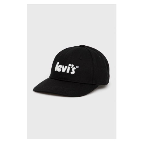Bavlněná čepice Levi's černá barva, s aplikací Levi´s