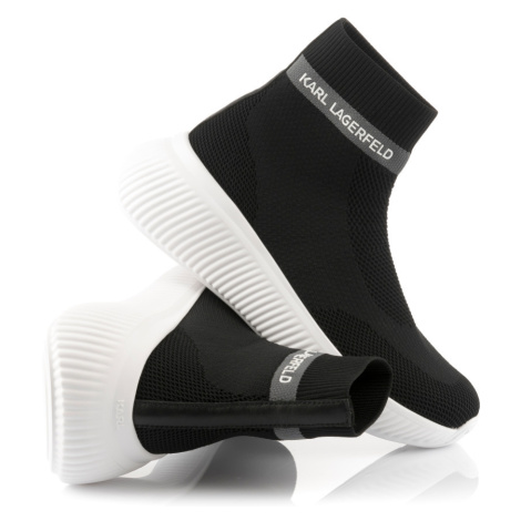 Kotníková obuv karl lagerfeld kreeper run mid sock boot black knit textile