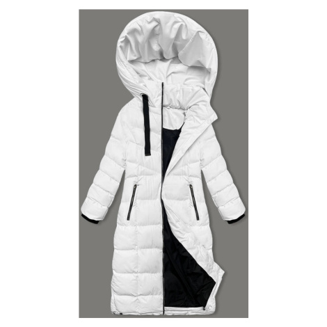 Delší bílá dámská zimní bunda (5M736-281) J.STYLE