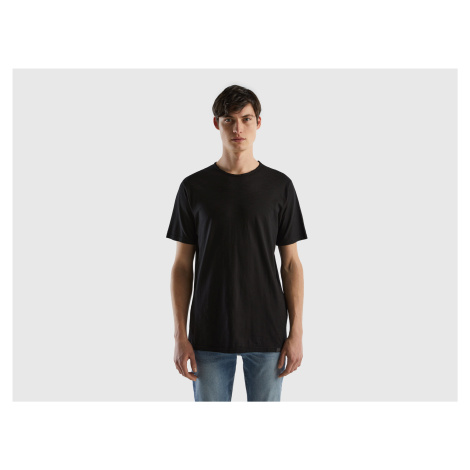 Benetton, Black T-shirt In Slub Cotton United Colors of Benetton