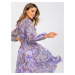 Světle fialové vzorované šaty s opaskem a plisovanou sukní --violet Fialová