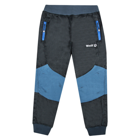 Chlapecké outdoorové kalhoty - Wolf T2251, tmavě zelená/ modré zipy Barva: Zelená
