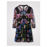 Černé dámské květované krátké šaty Desigual Lyon