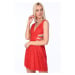 Červené šaty s elastickými pásky na bocích
