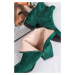 Zelené kožené velurové kotníkové kozačky na hrubém podpatku Loris