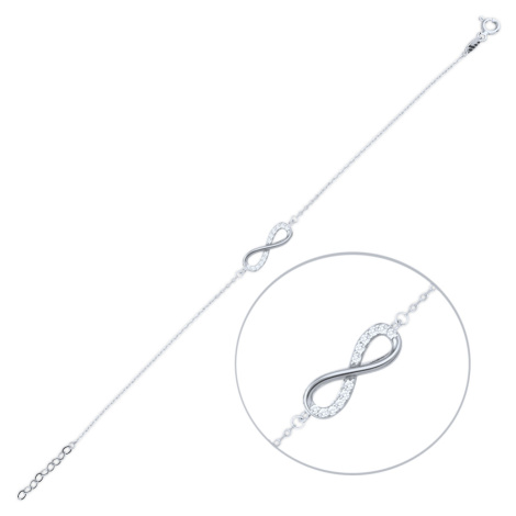 Olivie MINET Elegantní zlatý náramek z bílého zlata nekonečno s bílými zirkony Au 585/1000