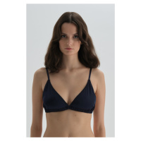 Dagi Navy Blue Wireless Capless Satin Bra