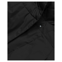 Černý dámský zimní kabát s páskem (2M-061)