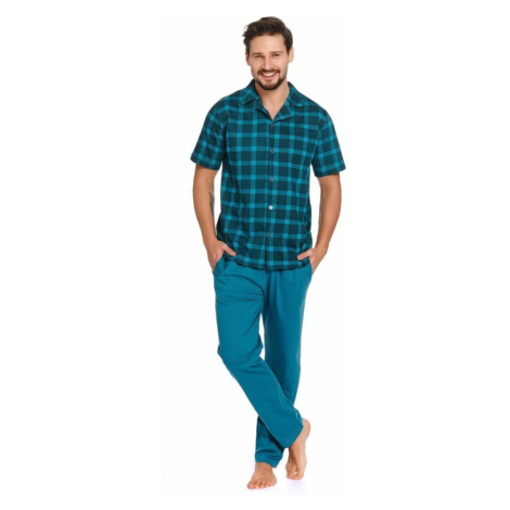 Pánské pyžamo Luke modré káro dn-nightwear