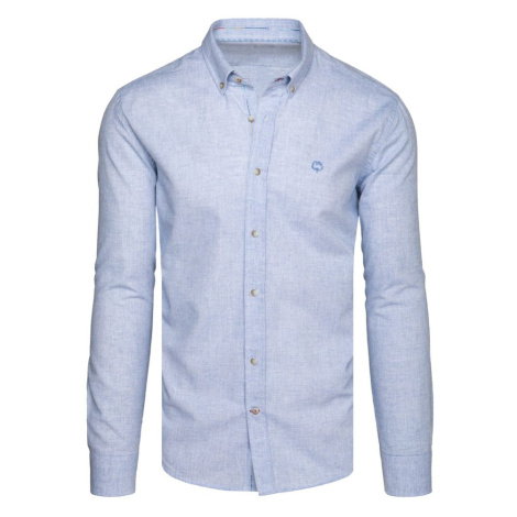 Dstreet Trendy světle modrá košile s ozdobným prošíváním