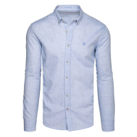 Dstreet Trendy světle modrá košile s ozdobným prošíváním