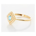 Dámský prsten ze žlutého zlata se modrým zirkonem PR0416F + DÁREK ZDARMA