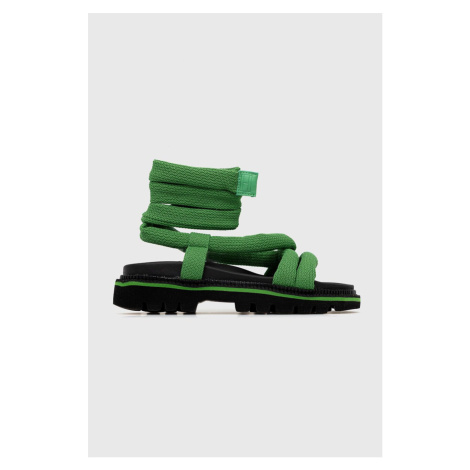 Sandály Tommy Jeans CHUNKY SANDAL dámské, zelená barva, na platformě, EN0EN02073 Tommy Hilfiger