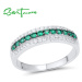 Stříbrný prsten s ozdobnými zelenými kameny FanTurra