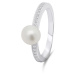 Brilio Silver Elegantní stříbrný prsten s pravou perlou RI055W