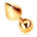 Zlatý 14K piercing - lesklá rovná činka s kuličkou a kuželem do tragu, 5 mm
