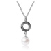 Ocelový náhrdelník - kroužek s řeckým vzorem, perleťová kulička