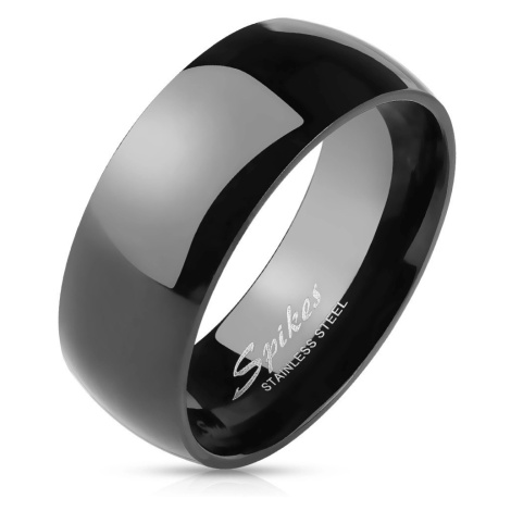 Ocelový prsten černé barvy, lesklý a hladký povrch, 8 mm Šperky eshop