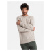 Men's mélange sweatshirt with embroidered logo - beige V2 OM-SSNZ-0163