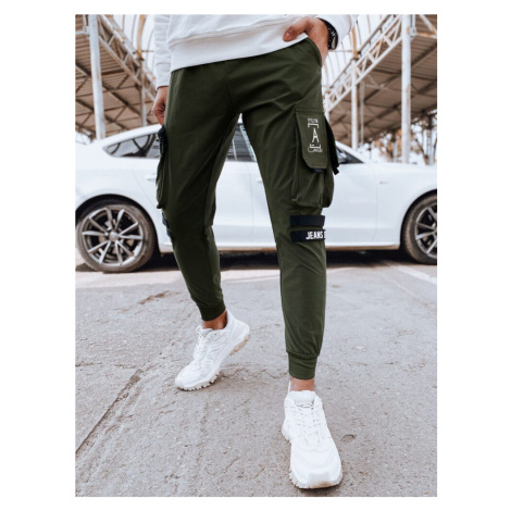 Dstreet Poutavé zelené kapsáčové jogger kalhoty