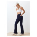 Trendyol Navy Blue Scuba/Diving Fabric Relaxed Cut Flare Leg Knitted Sports Sweatpants