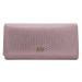 Pink, oblong wallet made of ecological leather
