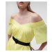 Šaty karl lagerfeld linen blend dress w/belt žlutá